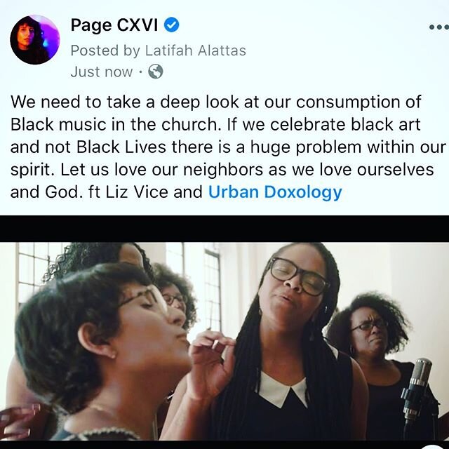 ‪This shot is a still from the @theportersgate video &ldquo;Father Let Your Kingdom Come&rdquo; from a few years ago. We need to take a deep look at our consumption of Black music in the church. If we celebrate black art and not Black Lives there is 