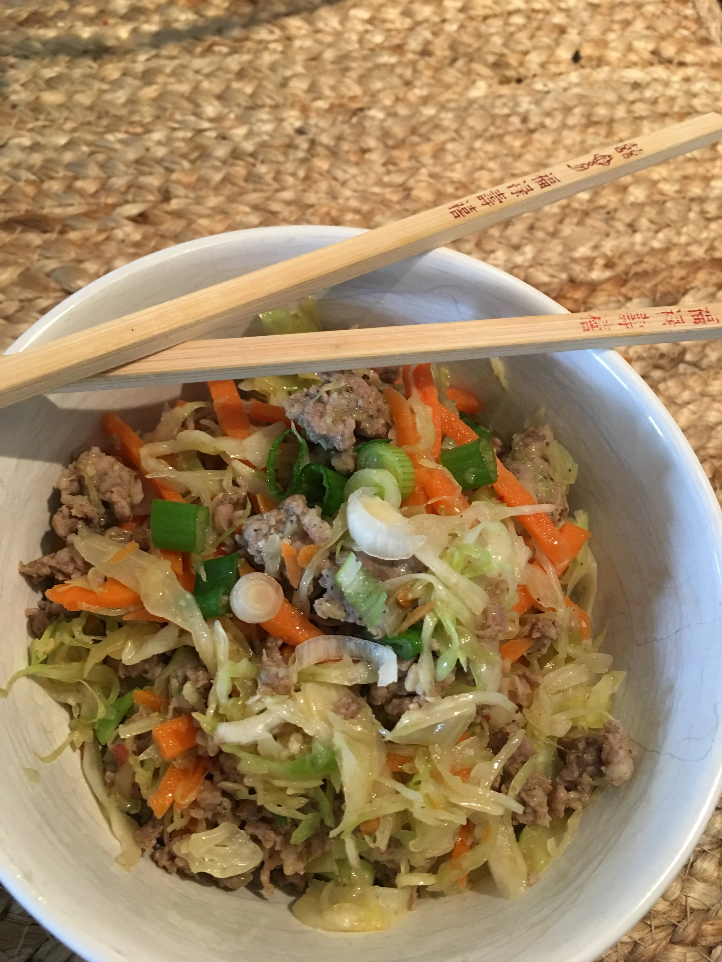 Deconstructed Cashew Egg Roll in a Bowl