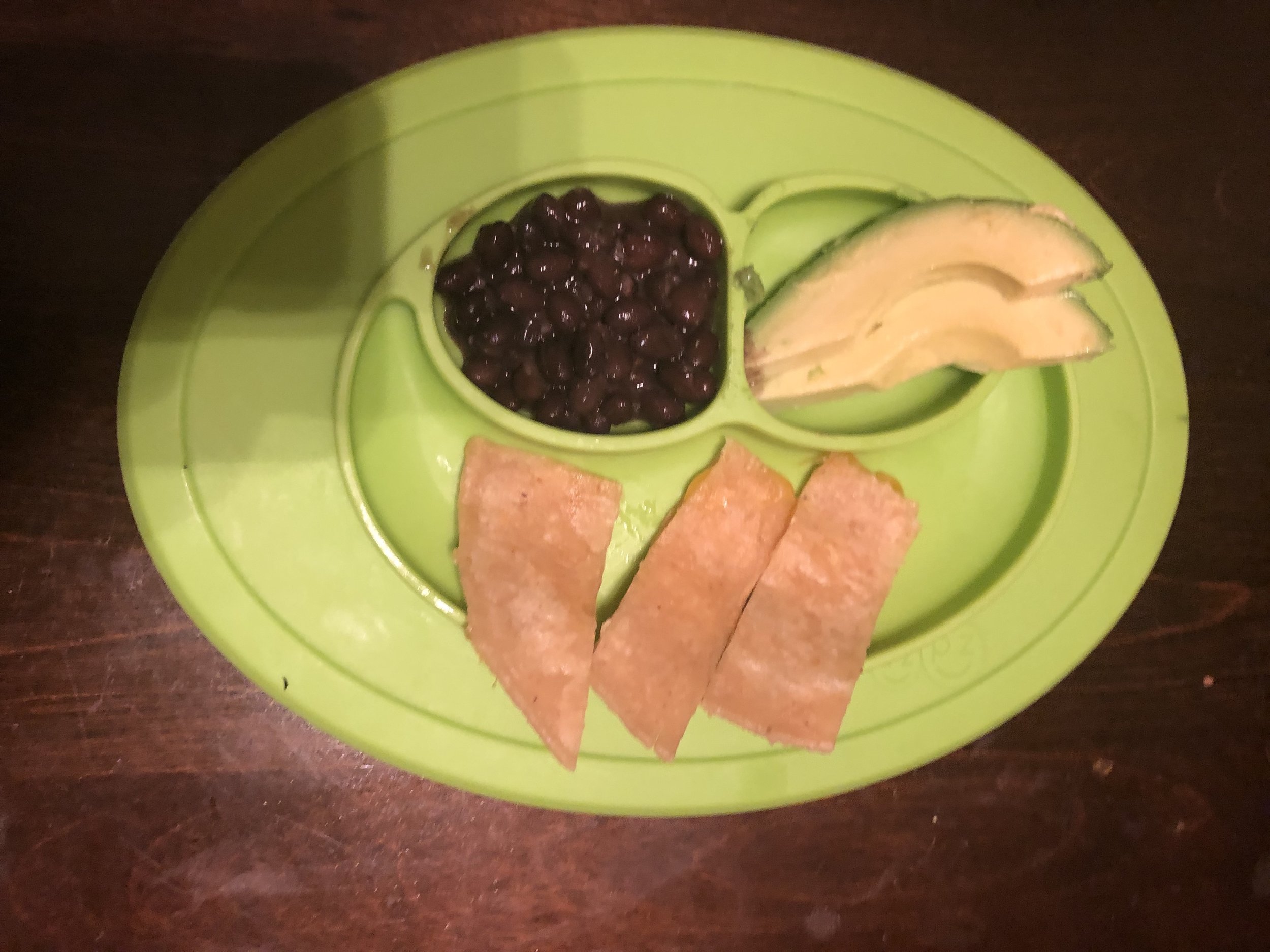 quesadillas, beans and avocado