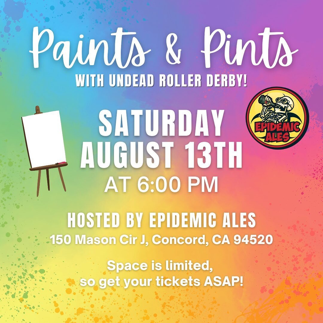 Enjoy a delicious pint (or two) while following along with our own derby gal, Scream &amp; Sugar 🍬, as she walks you through a derby themed paint class @epidemicales. 
We will have fun raffle prizes from our local sponsors and some sick merchandise!