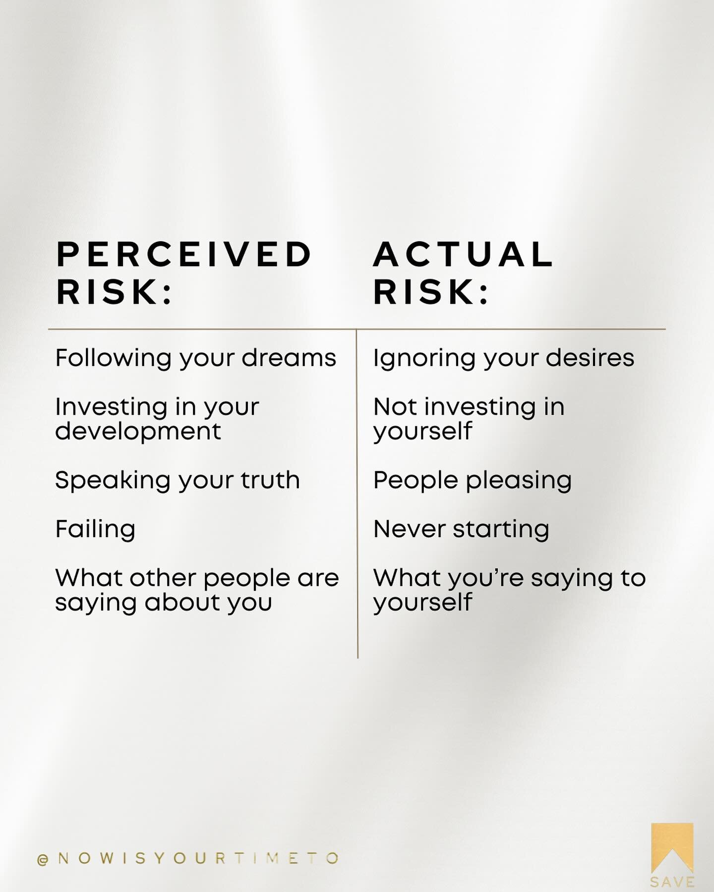 IT&rsquo;S TIME TO GET REAL AF! 🔥 

We believe it&rsquo;s risky to go all in on our dreams and the life we want to make for our family.

We&rsquo;ll say investing in ourselves is a risk.

These are limiting beliefs. Perceptions.

They&rsquo;re NOT t