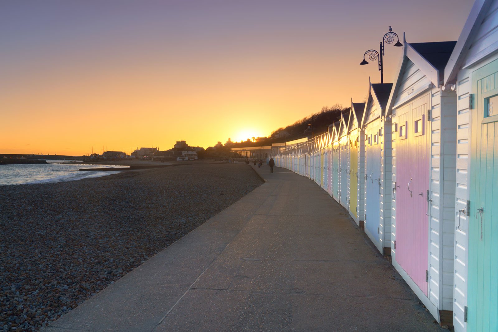 Lyme Regis Beach Huts Sunset