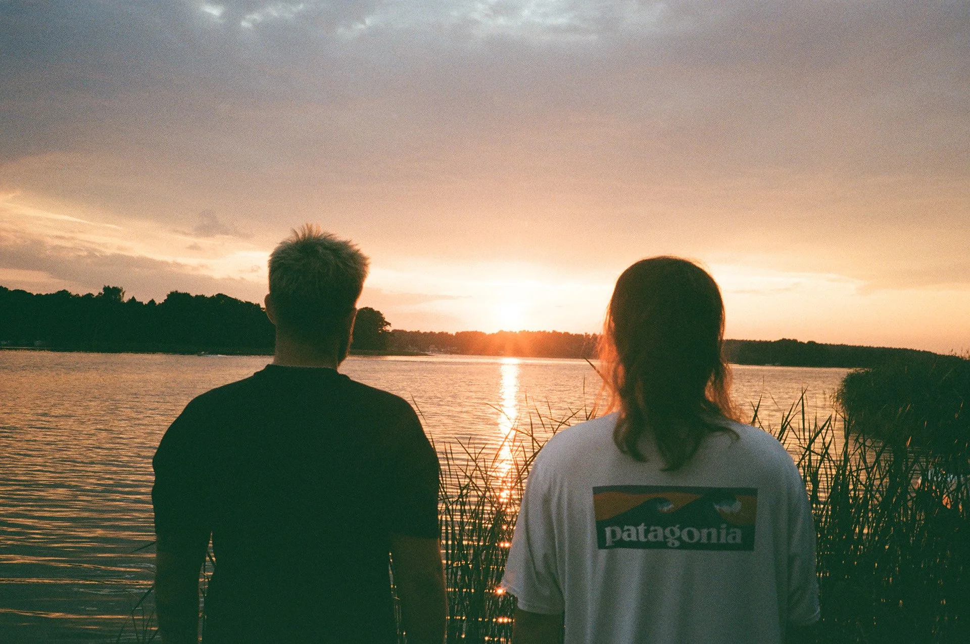 Boys watching sunset on Bukowiec.