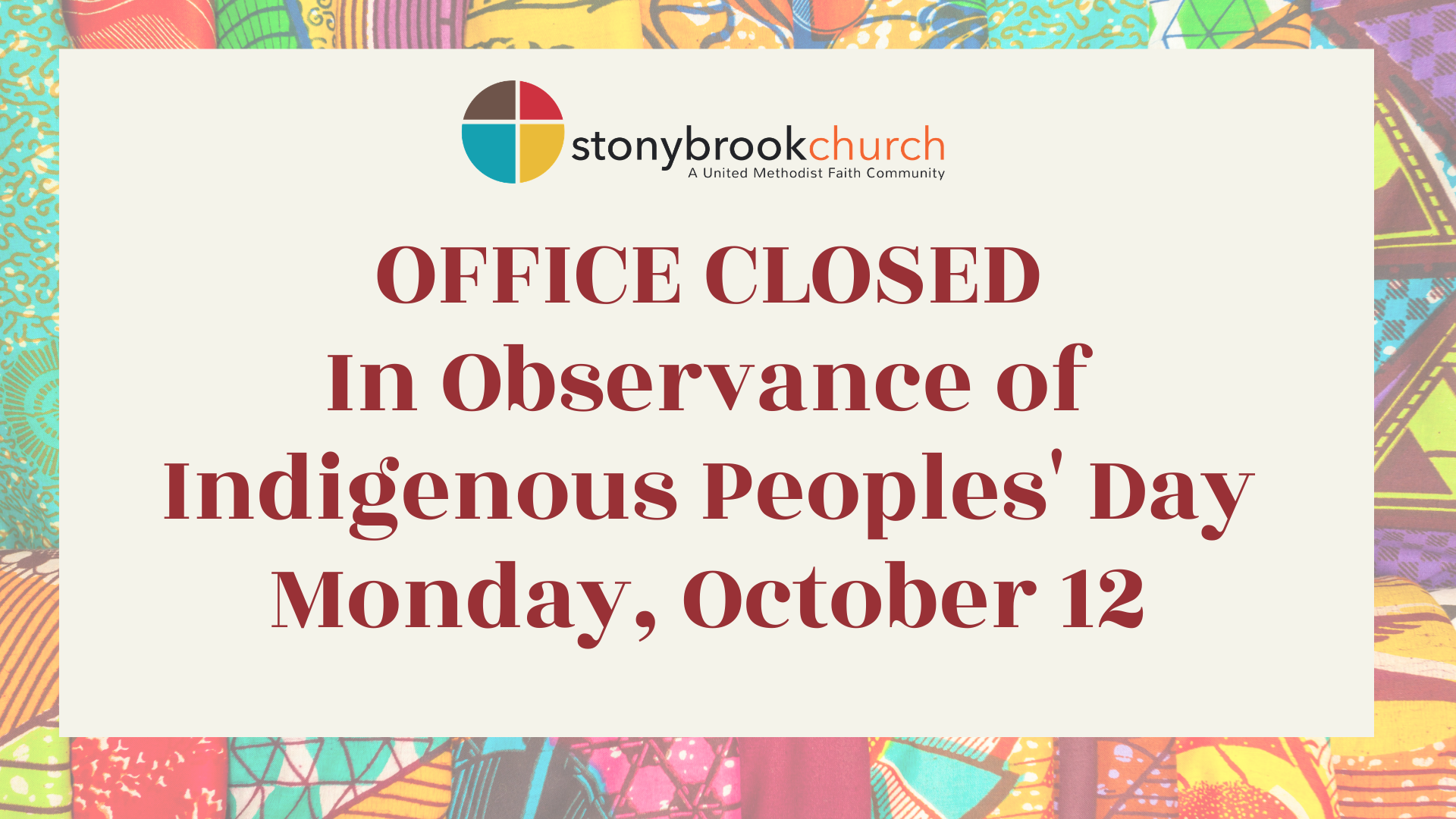 Stonybrook Closed for Indigenous People's Day