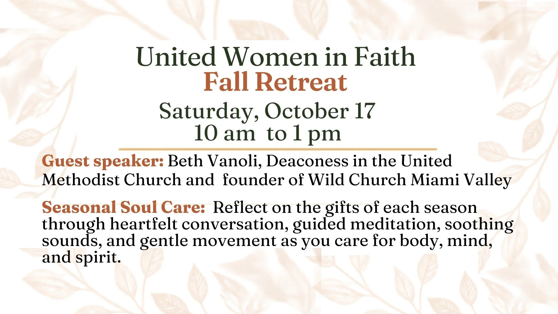 United Women in Faith Fall Retreat