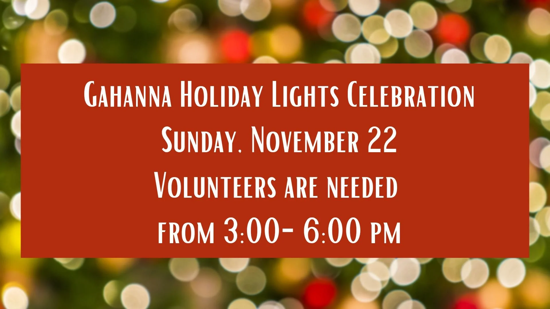 Gahanna Holiday Lights Booth Volunteers