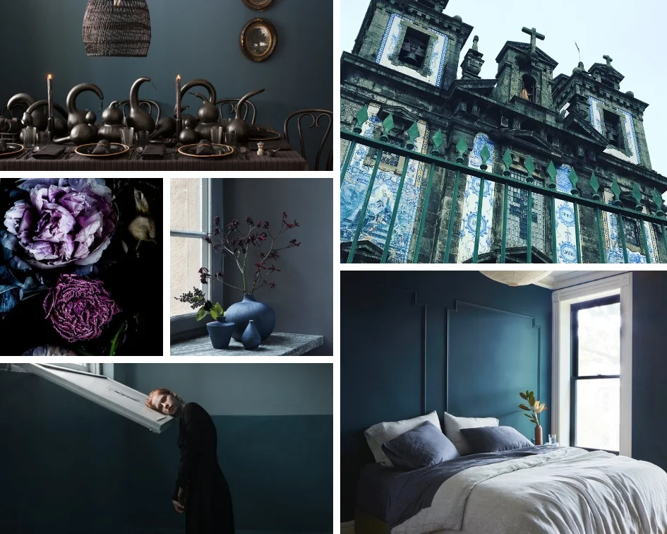 (clockwise from top left): 1.David stark Design/photo by Corrie Hogg 2.Porto, Lisbon/photo by amyb 3.The Citizenry, Midnight Series Bedding 4.Marat Safin Photographer 5.Florals by Trine Hisdal Photography 6.Estelle Nordenfalk Home via Coco Lapine Design