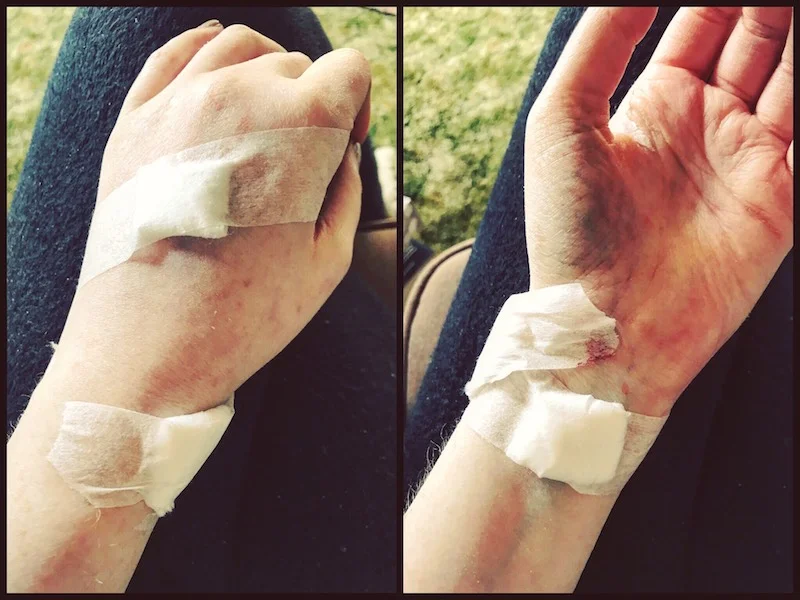 The 6th & 7th; In the underside of my wrist.