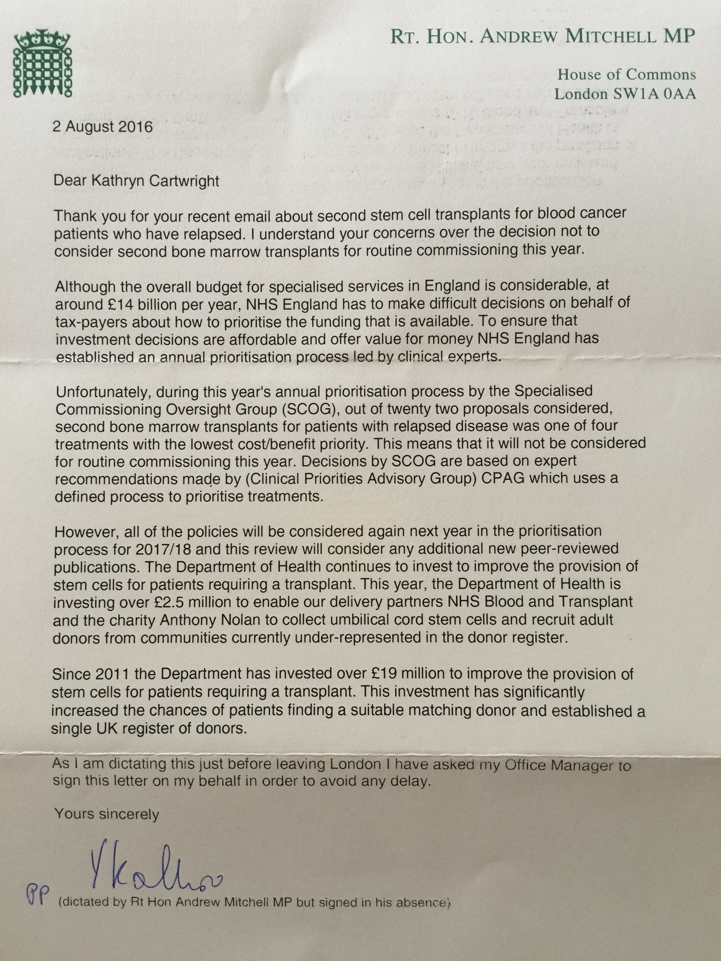 My MP thinks that my life is not good value for money for the taxpayer.