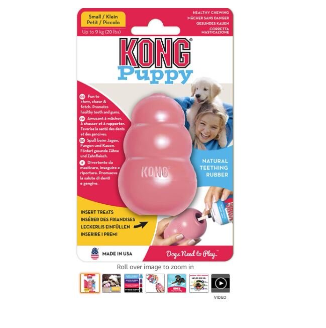 KONG Puppy Toy Natural Teething Rubber -Fun to Chew, Chase &amp; Fetch- For Small Puppies