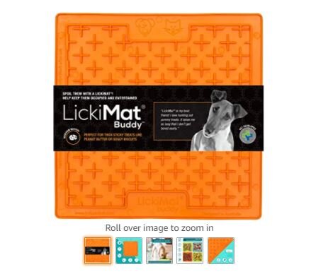 Industripet LickiMat Buddy, Green/Orange, 8 x 8