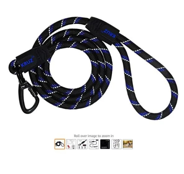 Kruz Reflective Dog Leash - Soft Silicone Grip