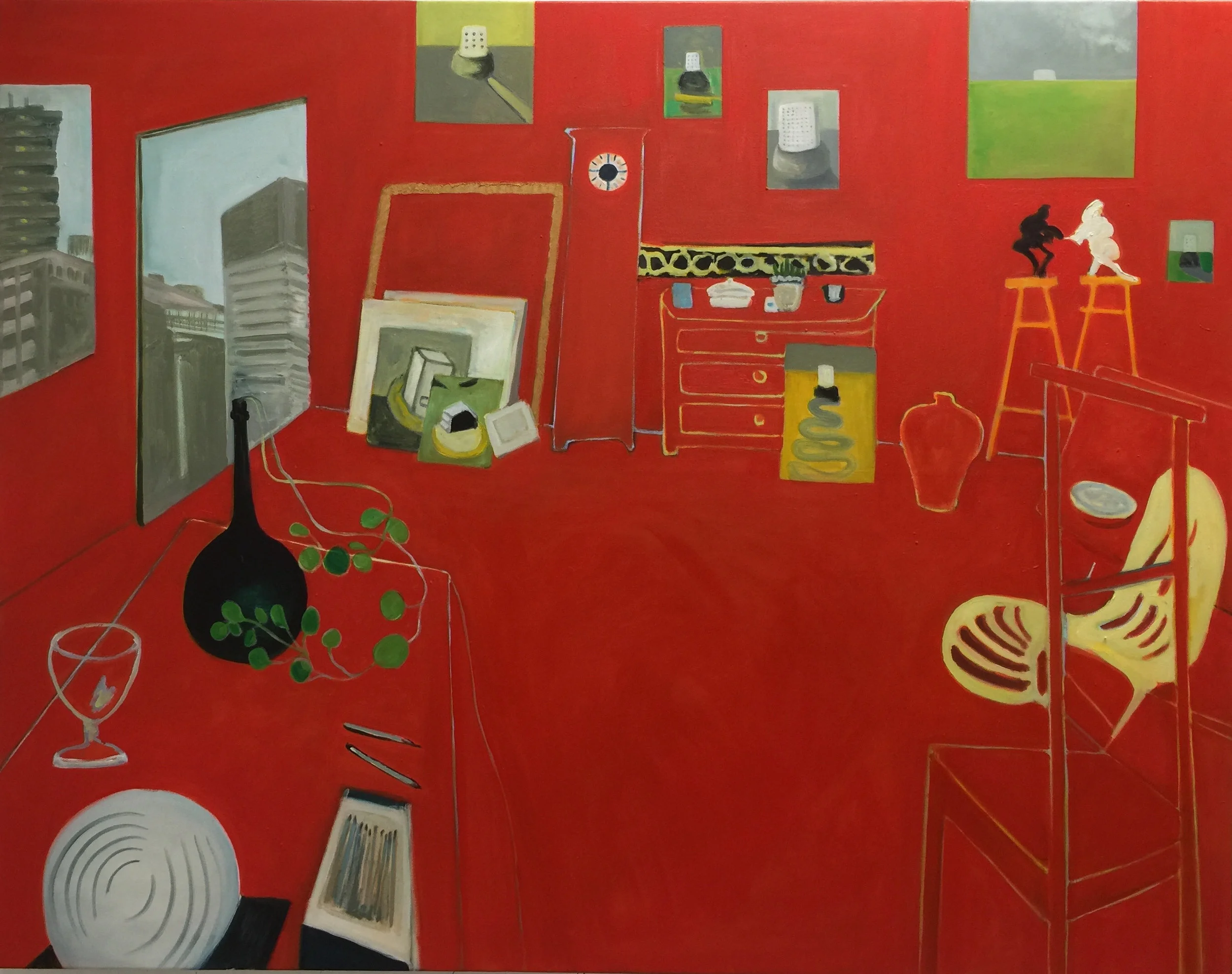 The Red Studio from The Studio Building, West London Oil on canvas 2018