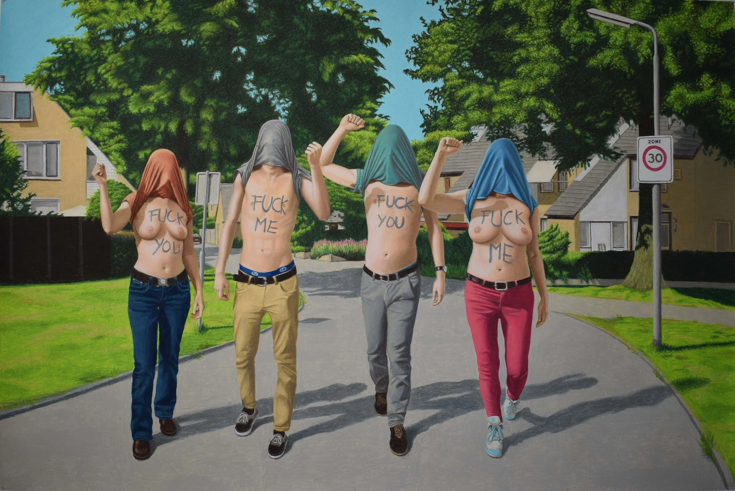 Protest I Oil pastel on paper, 2017
