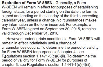 Tracking IRS Form W-8 Expiration Dates