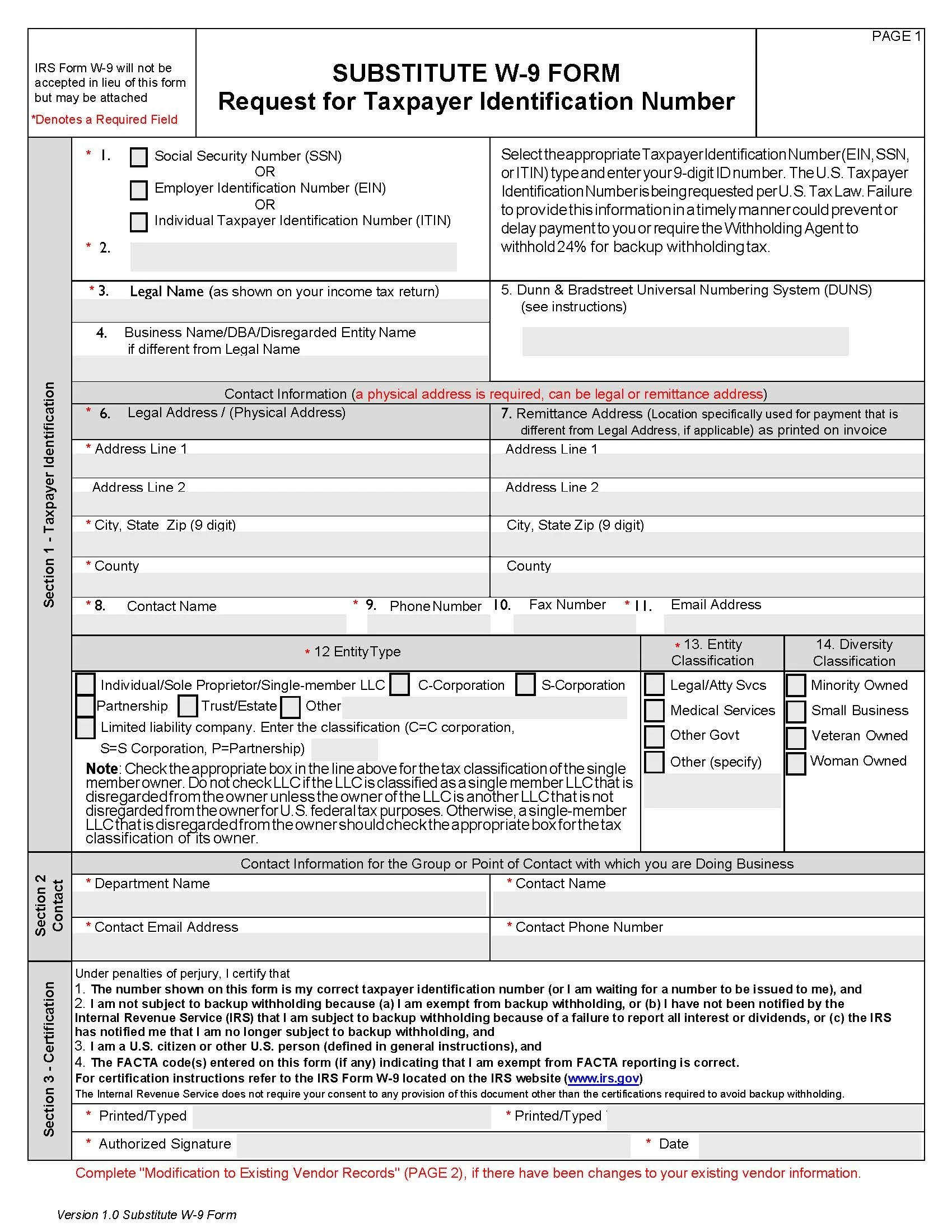 3 Step Vendor Setup and Maintenance Process - Toolkit > Template Desktip  Procedures & Forms -