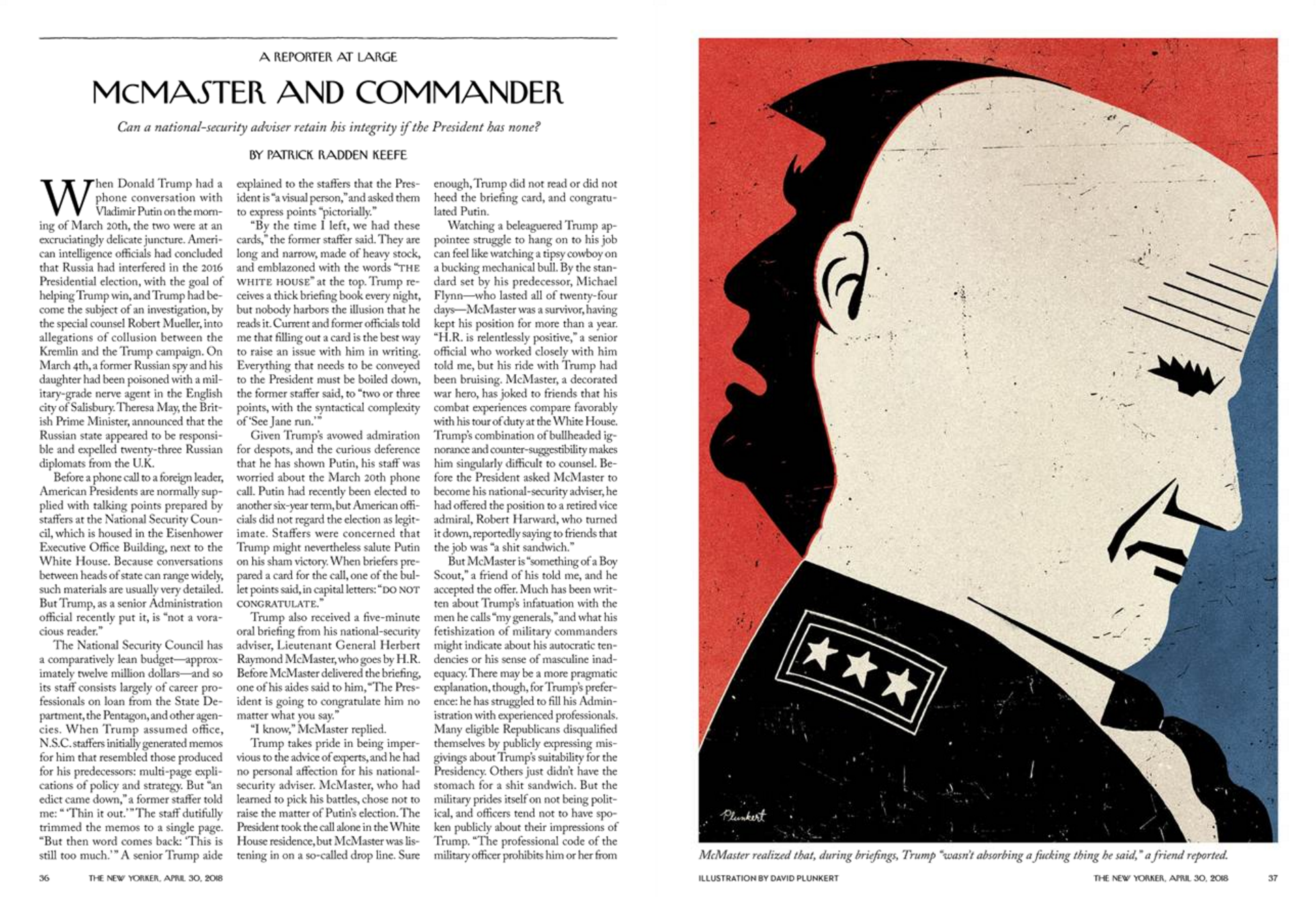 "McMaster and Commander," The New Yorker, April 30, 2018