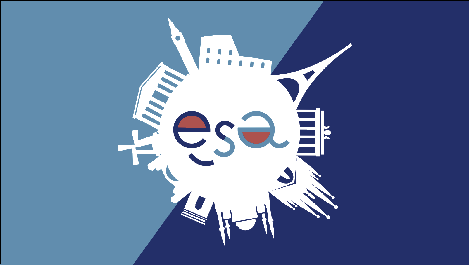 The pastel colors of light blue and pink/red were inspired by Wes Anderson, and the dark blue was kept from the previous logo so that i kept one aspect of ESA unchanged. The grim underneath the "e" was placed after my partner and i realized that the whole logo looks like a face with glasses, so we decided to cut off a part of the "e" and placed it underneath to complete the whole image of the logo.