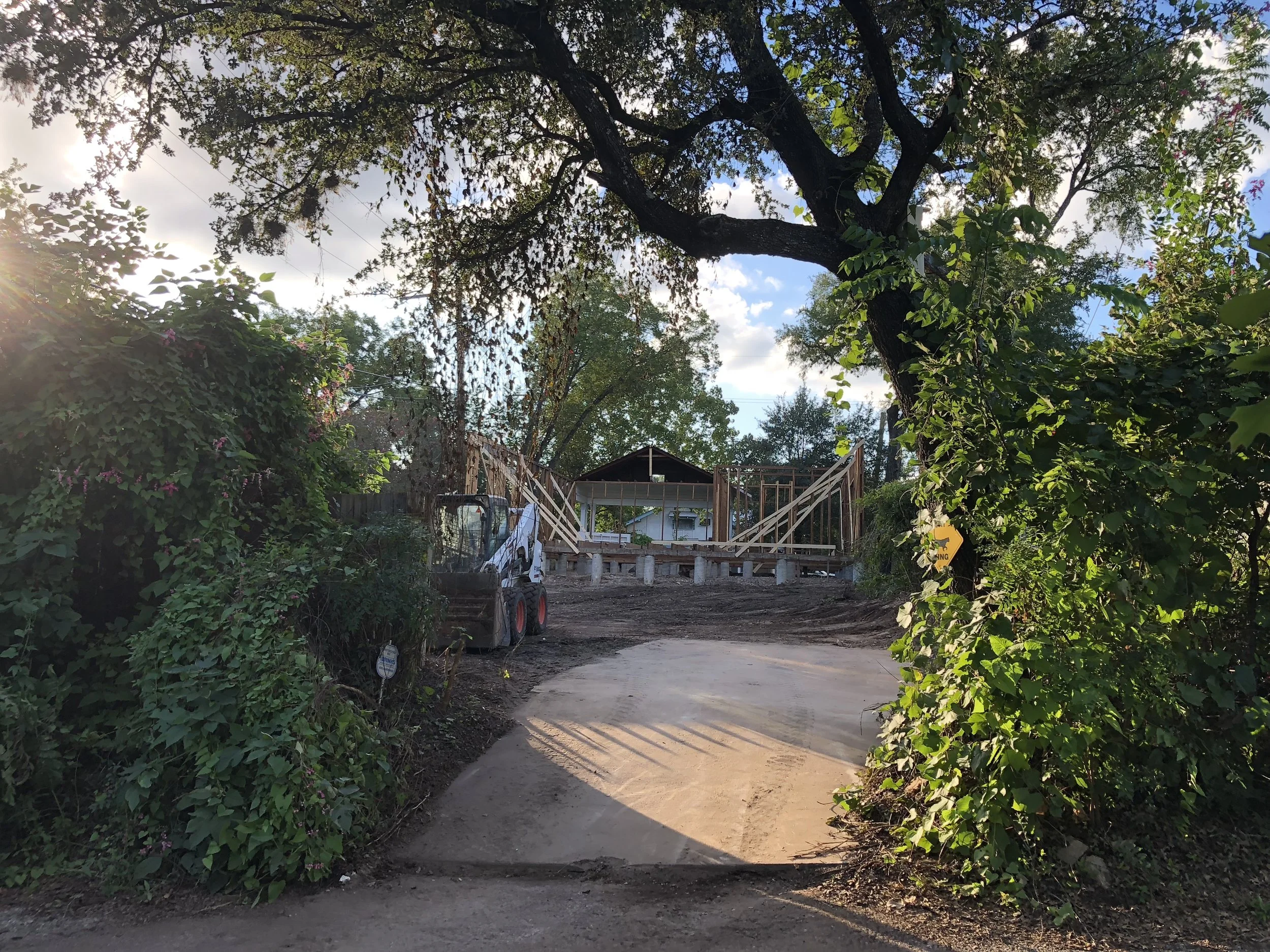 Here lived a tiny garage that was great habitat for local natives (but not our cars).