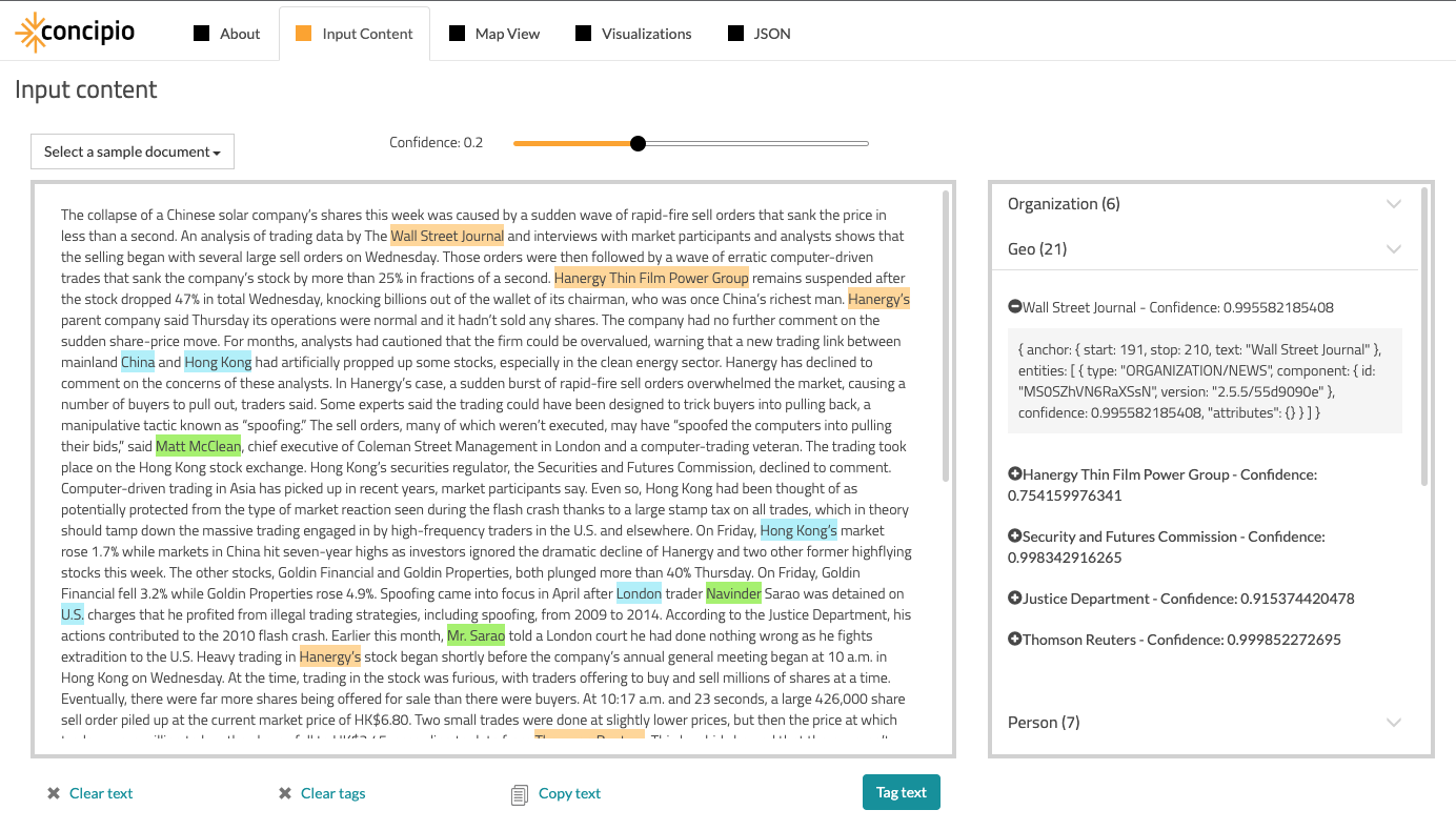  Bootstrapped UI prototype of disambiguation results in Concipio. 