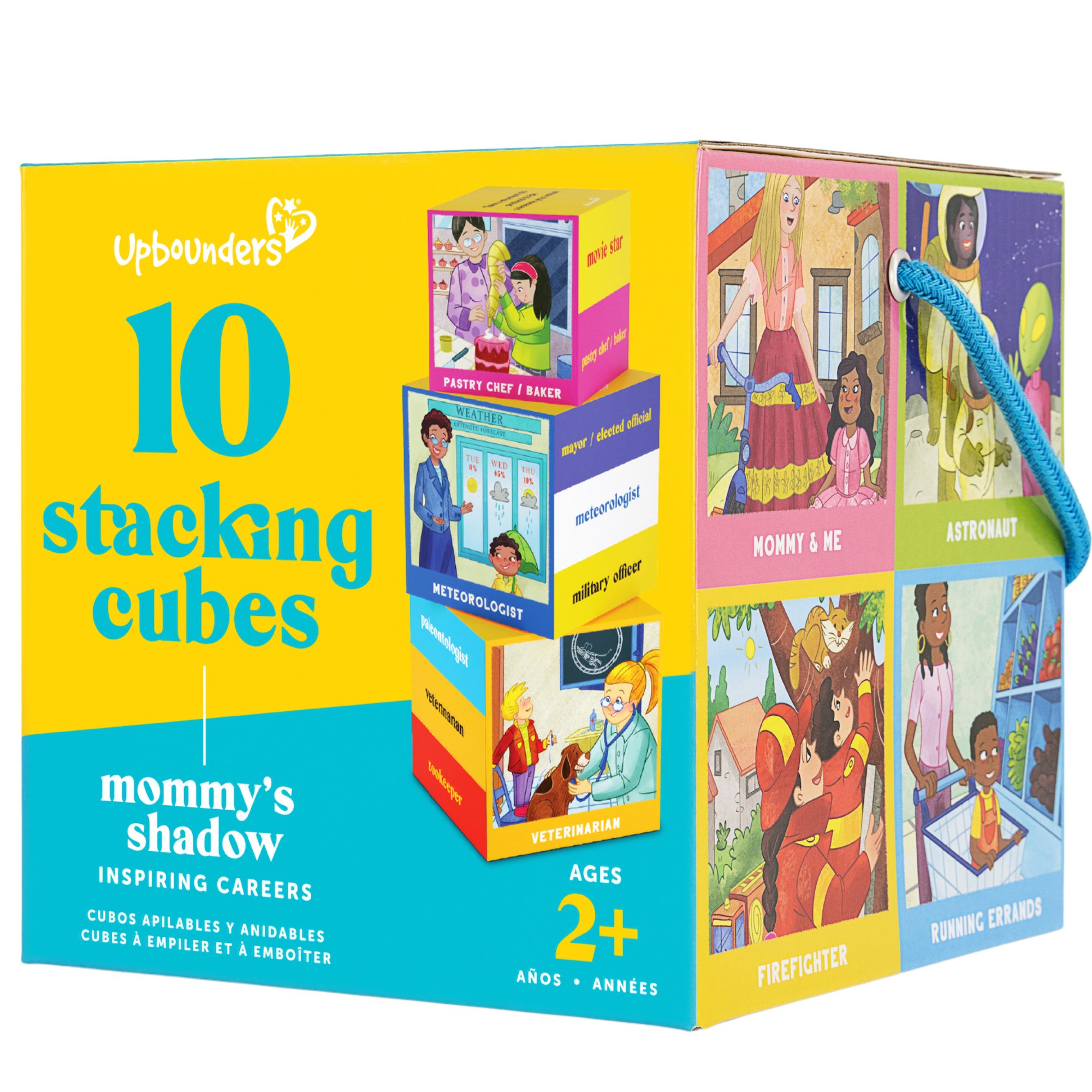 STKCUBE-MOM_Front of Box-Angled_white background_Upbounders Mommys Shadow Inspiring Careers Stacking Cubes.jpg