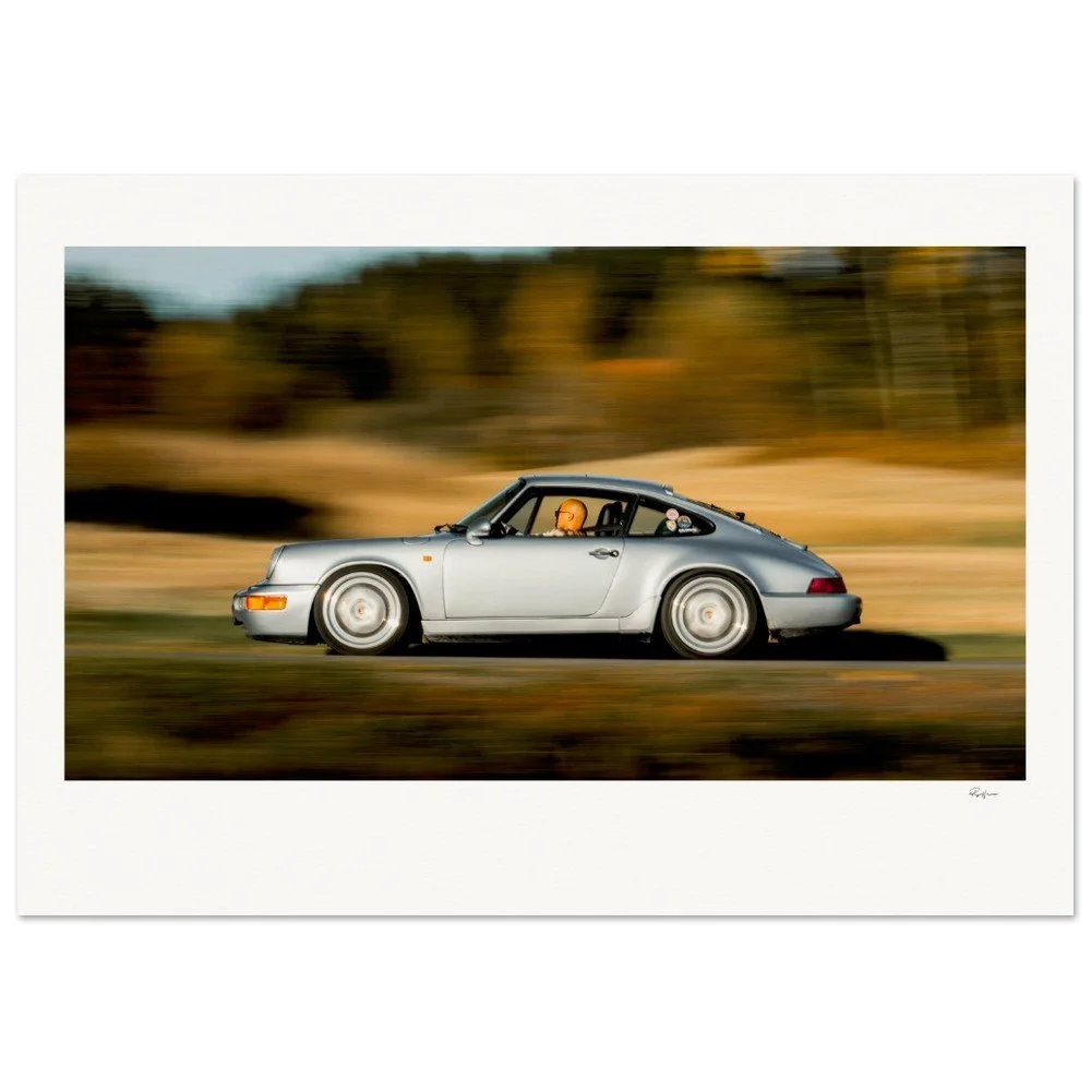 Velocity Study I limited edition automotive fine art photograph of a Porsche 911 964 captured in motion by Roger Holmen