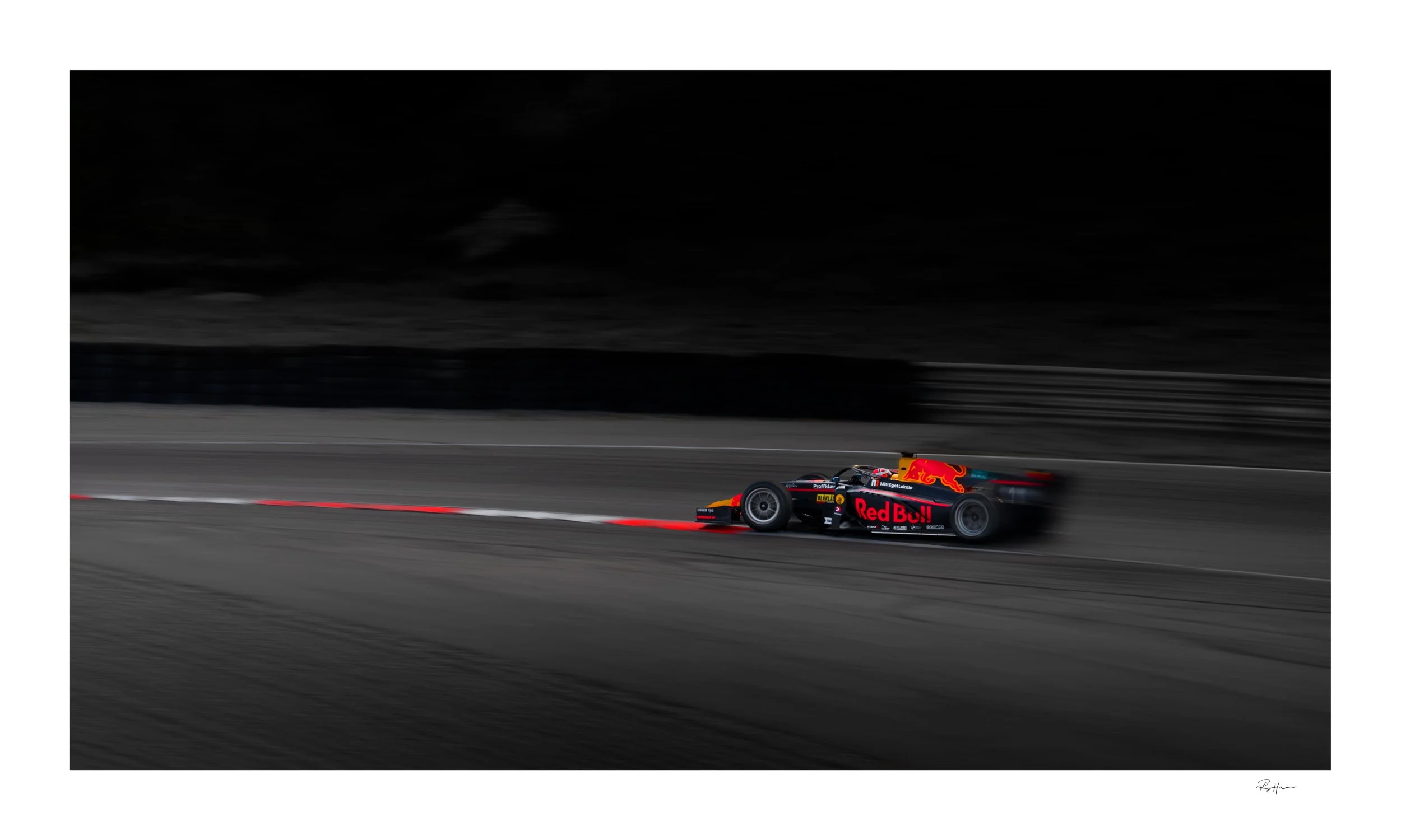 Velocity Study VI limited edition Formula 2 fine art photograph of Dennis Hauger captured in motion by Roger Holmen