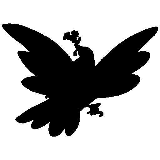 Silhouette of a butterfly with a small person or creature sitting on its wing.