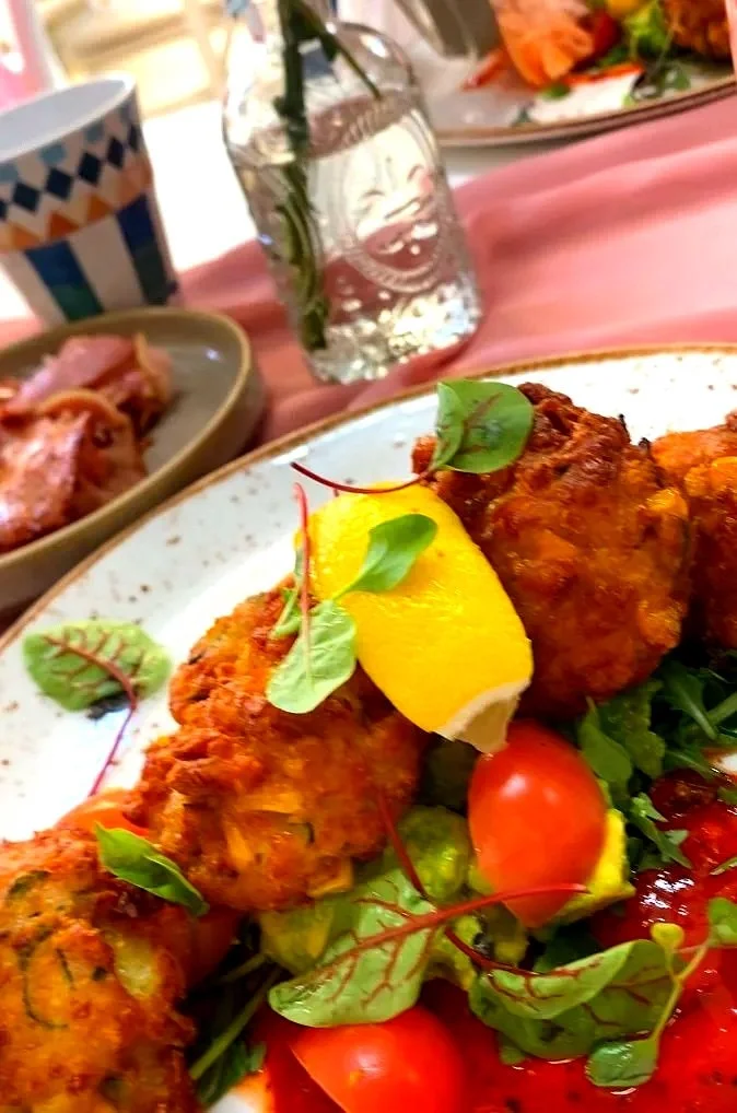 Corn, Zucchini &amp; Halloumi Fritters
