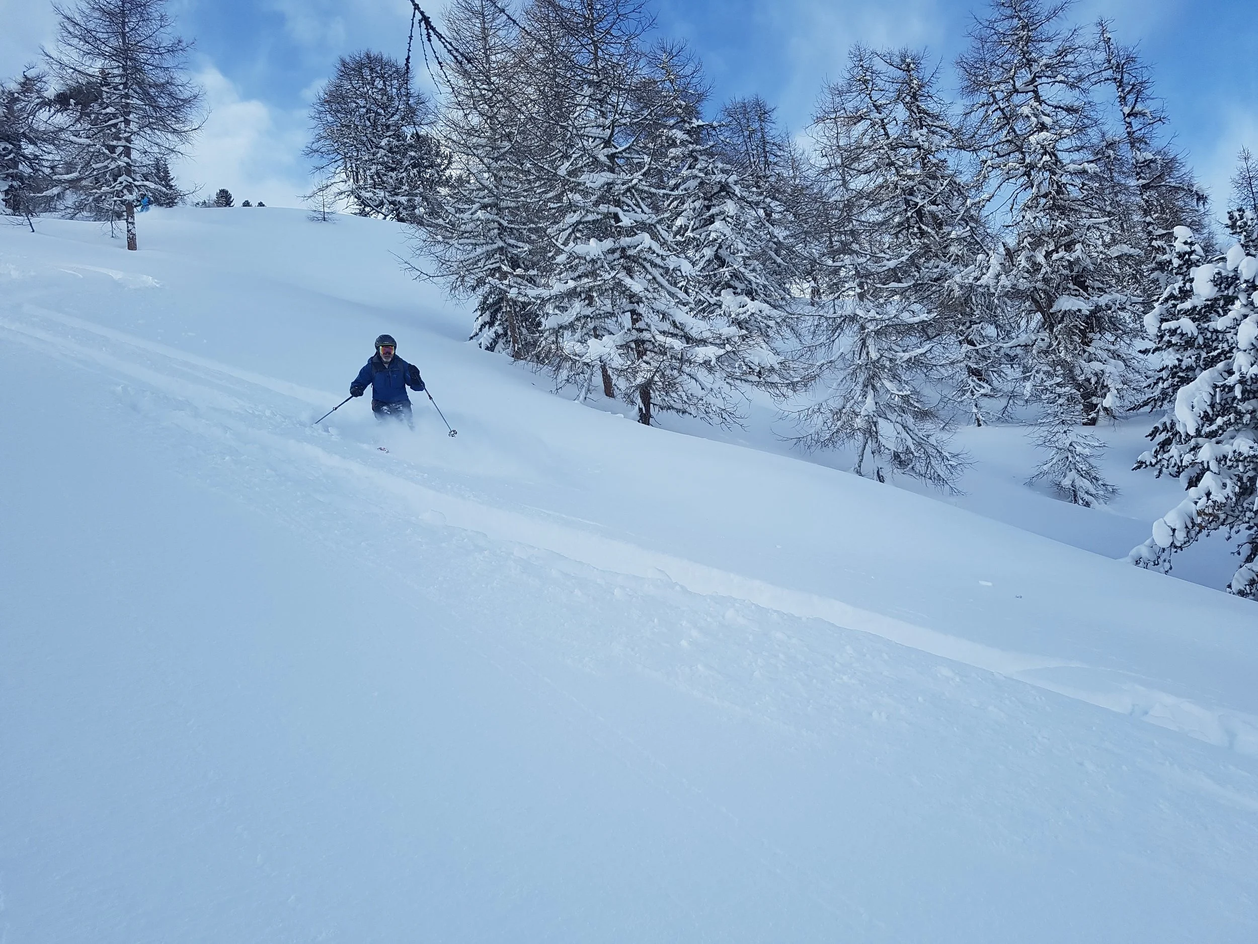 Tree skiing in a secret spot in Switzerland