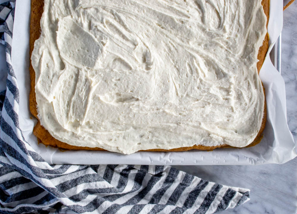 Pumpkin Bars + Vanilla Bean Cream Cheese Frosting