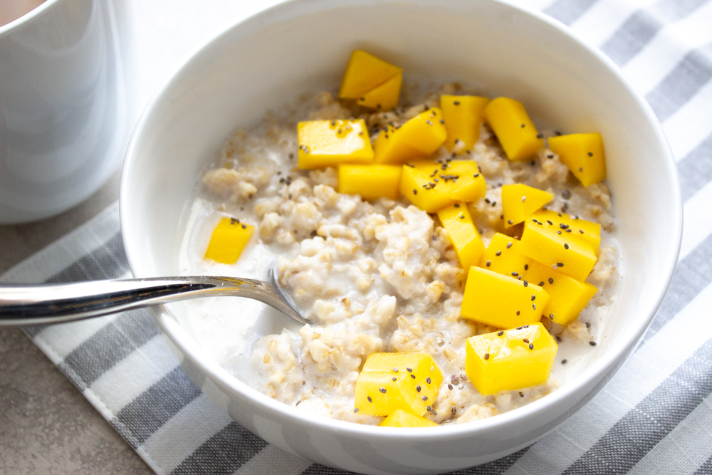 Instant Pot Coconut + Mango + Chia Steel Cut Oats 