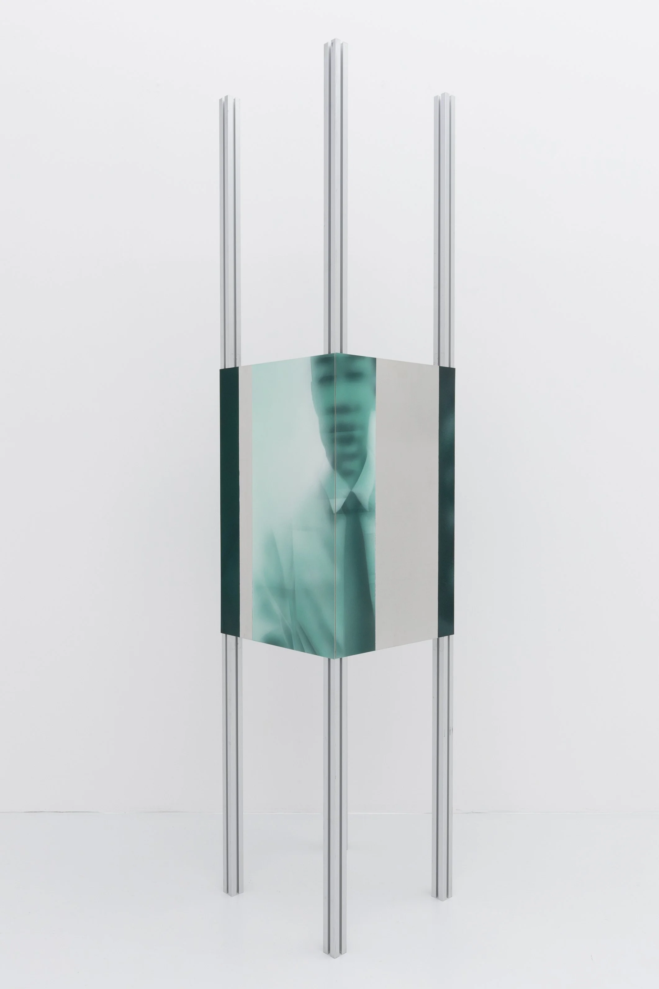   Story Interface 2  2024   Aluminum profile, acrylic on aluminum plate   159 x 33 x 33 cm 