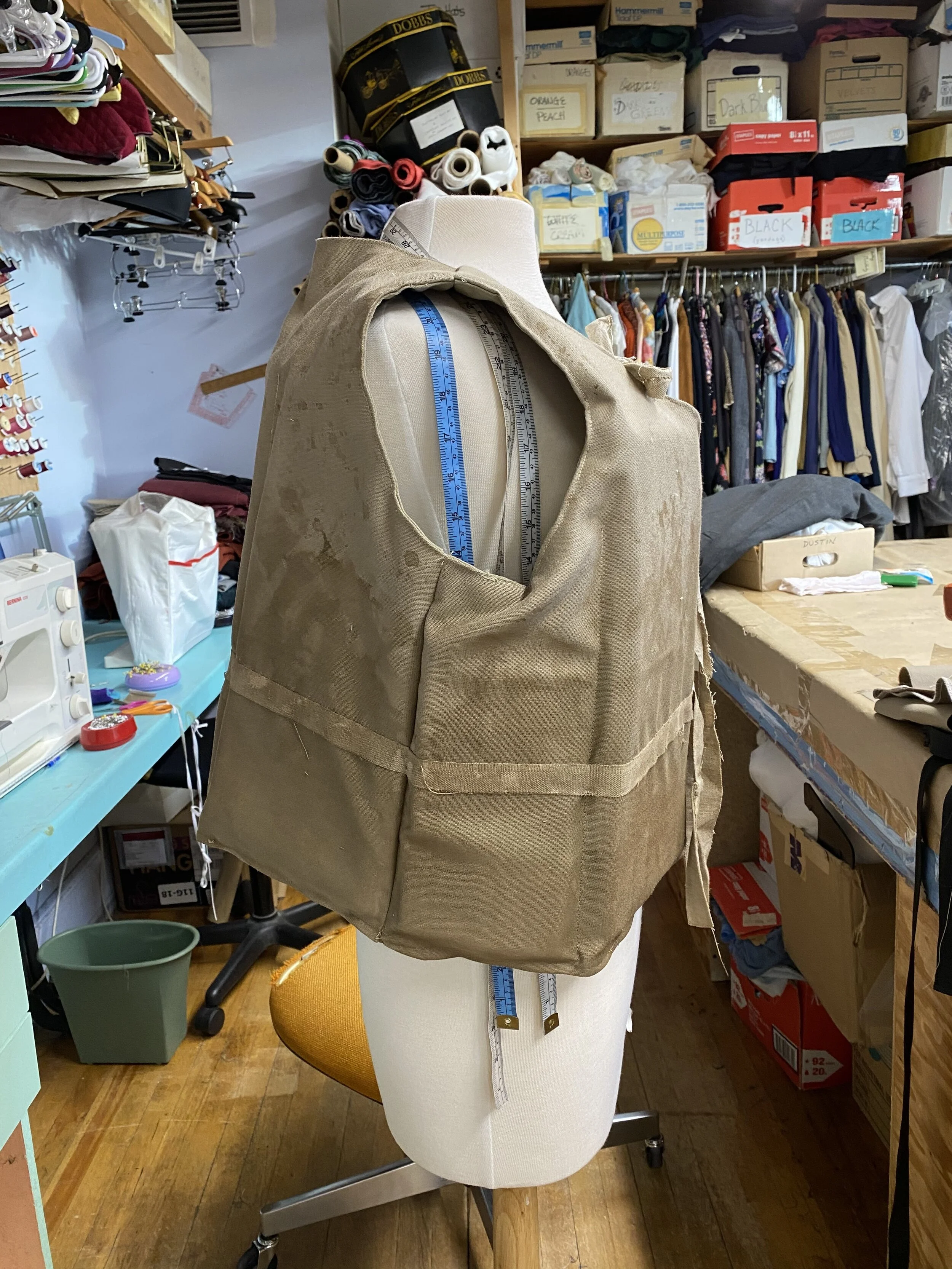 1930’s Life Vest (used as set dressing) constructed and stained with tea, ink, and dye for “Talley’s Folly” at Portland Stage Company; set design by Anita Stewart