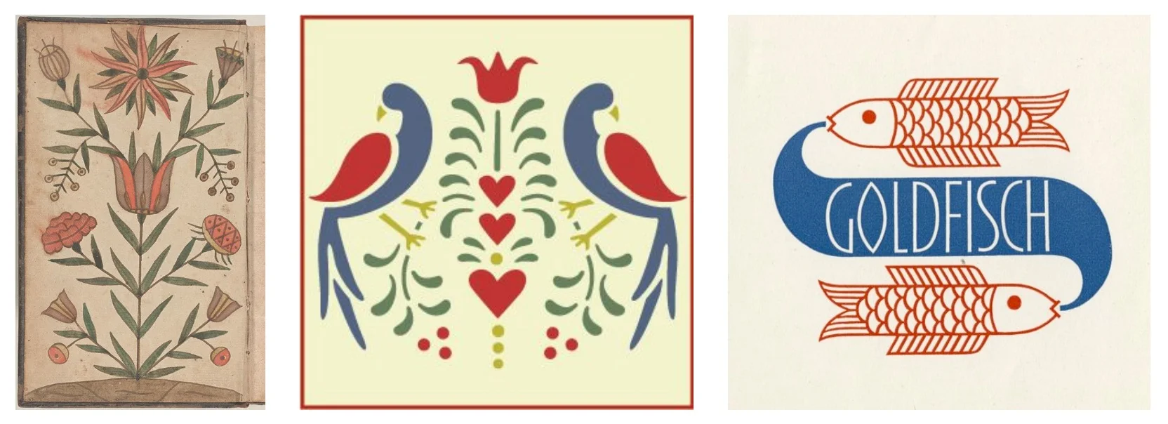 German folk art and 1930’s graphic design as inspiration