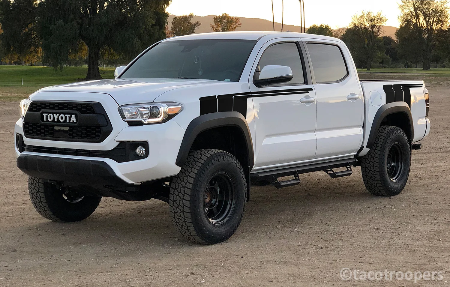 All black - "B. T. F" side stripes (front &amp; rear)