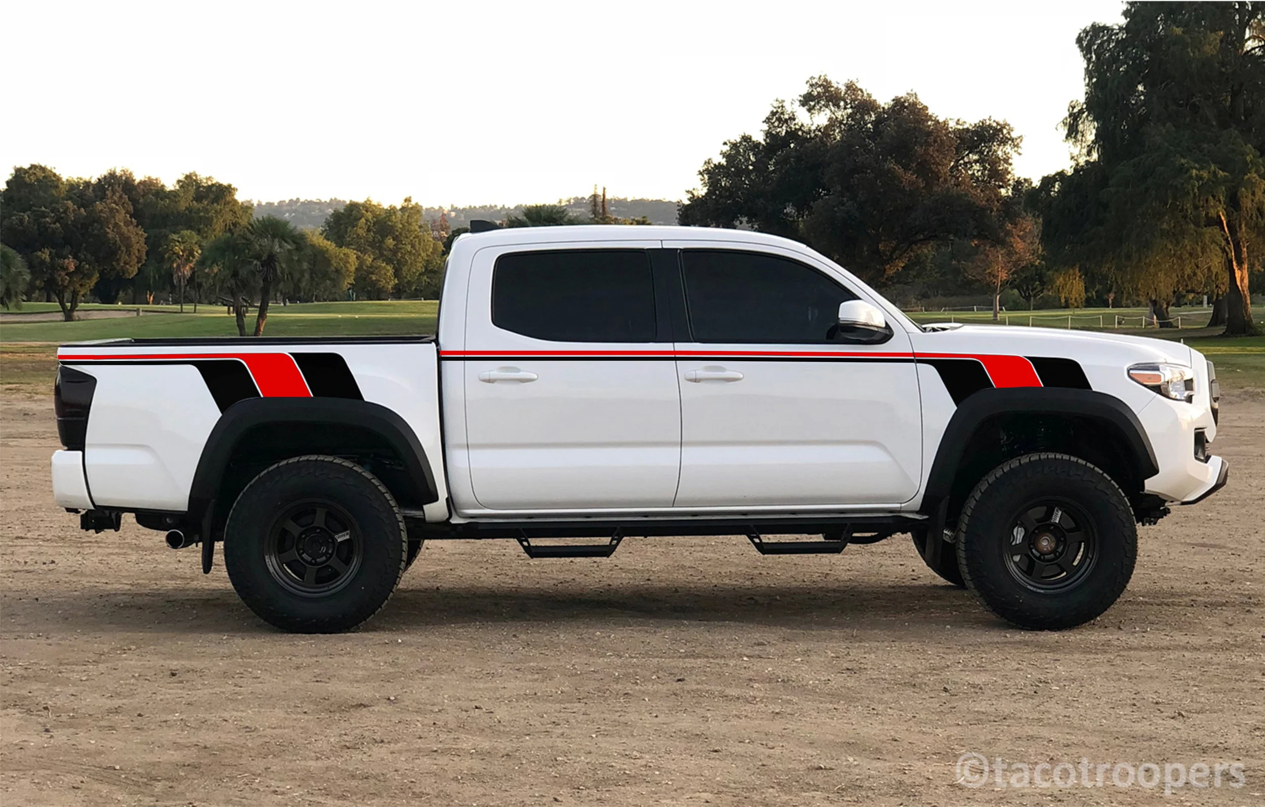 Black &amp; Red - "B. T. F" side stripes (front &amp; rear) with extended pinstriping