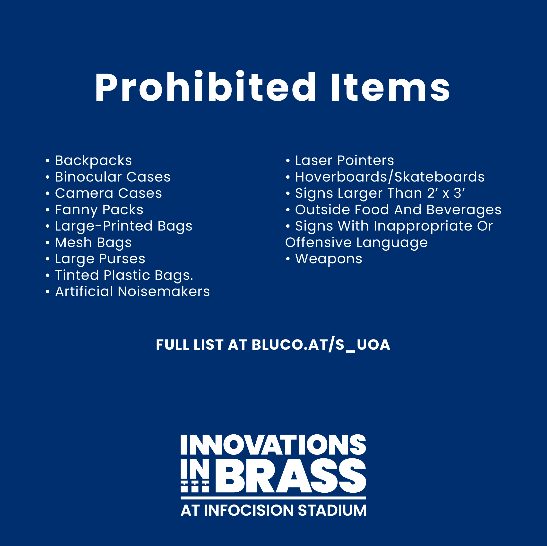 University of Akron prohibited items list.