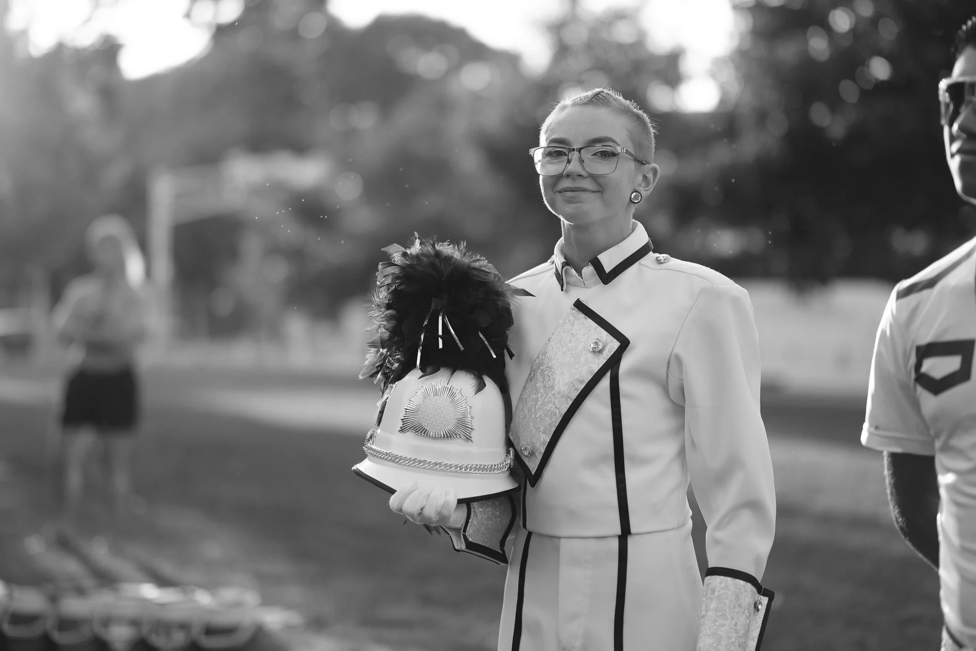 Photo of Red in drum major costume.