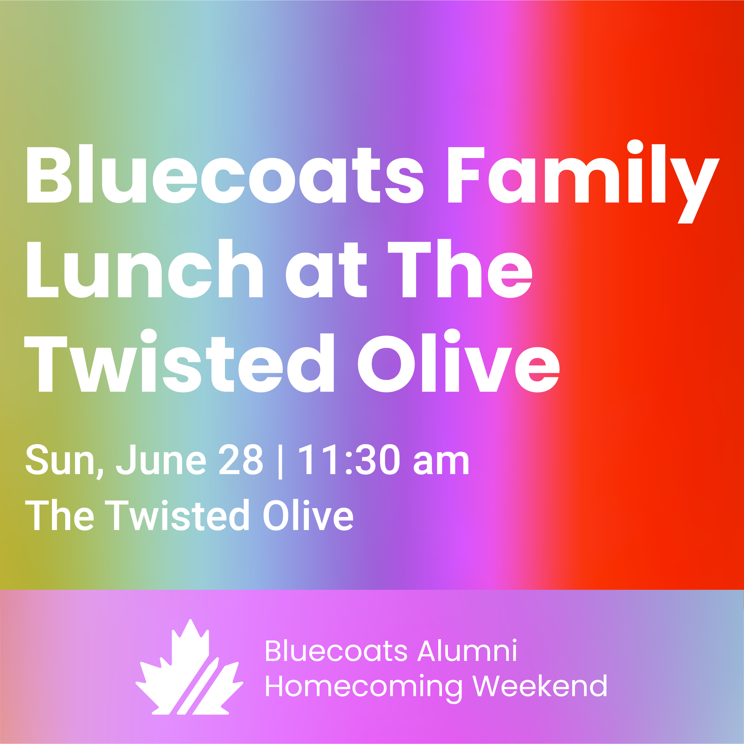 Bluecoats Family Lunch at the Twisted Olive graphic.