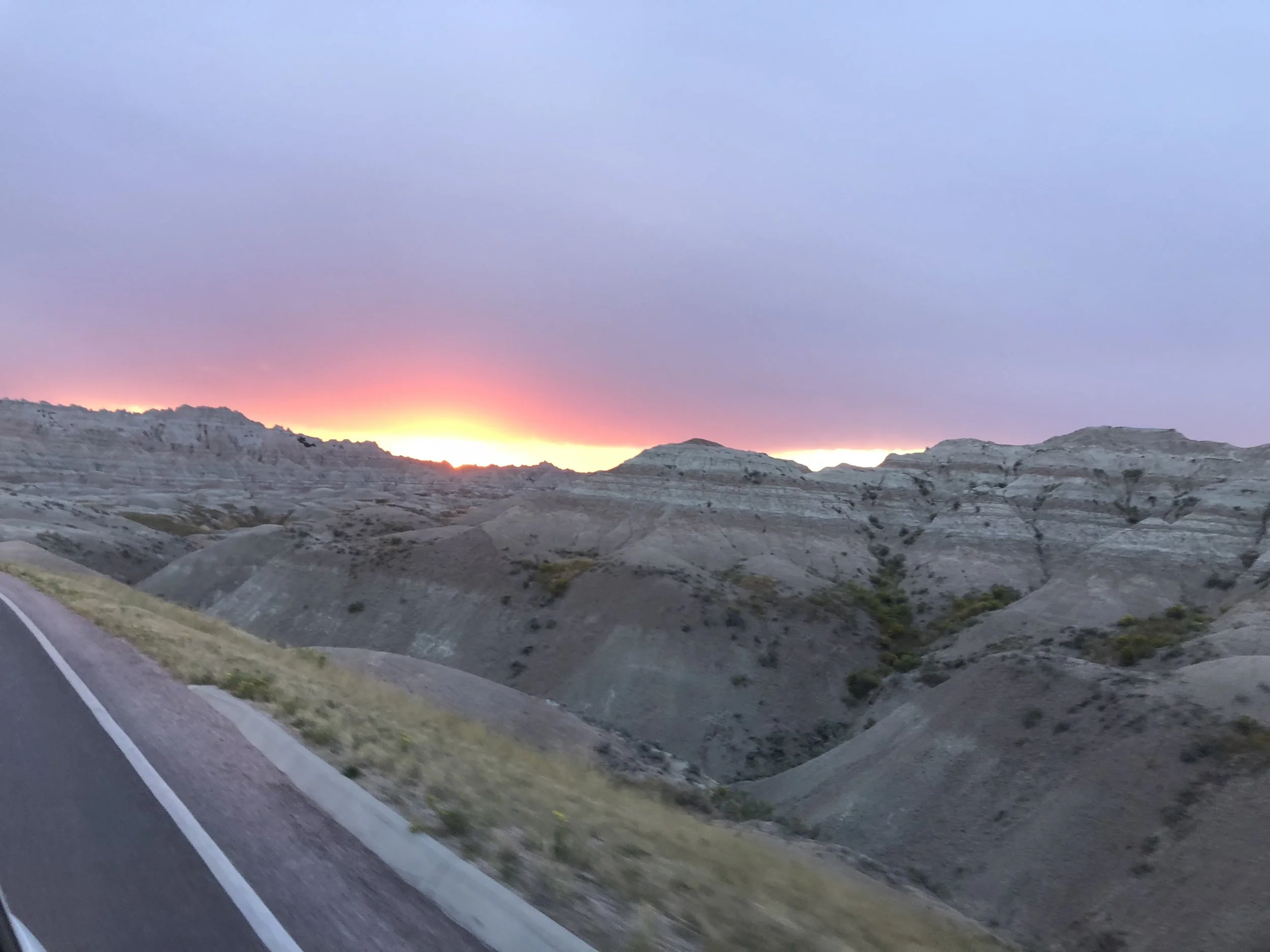 Sunset over the Badlands.