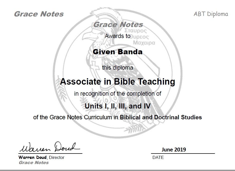  Awarded to 45 pastors in Boyd Muchuma’s Grace Notes training center. 