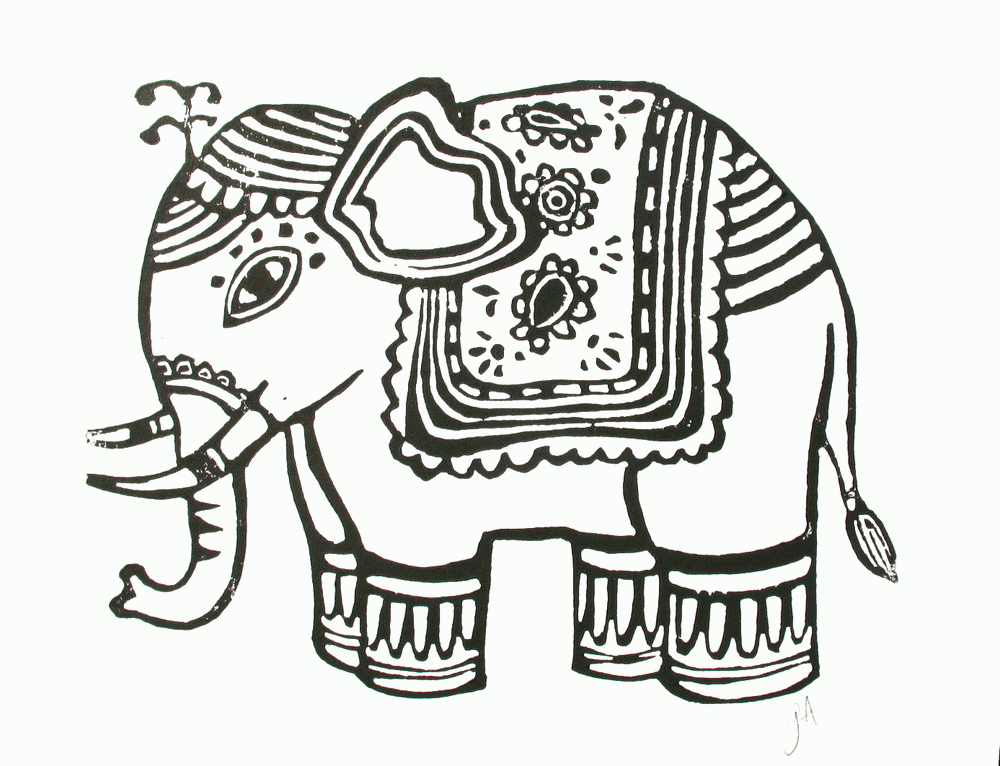 Linocut Elephant