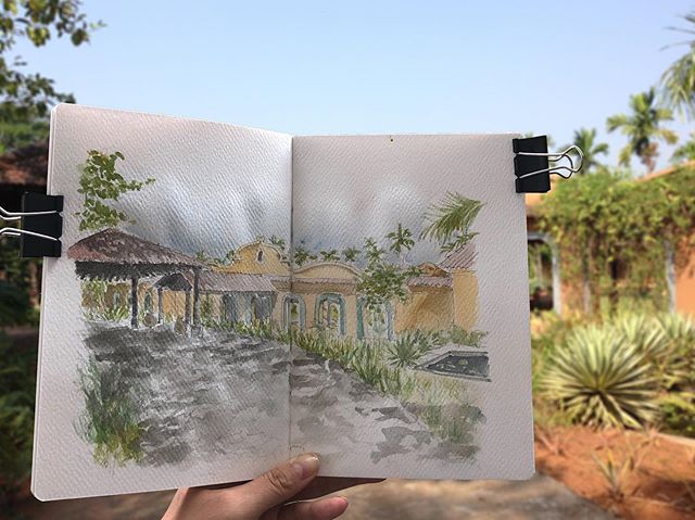 Guests love us as a great spot for a creative retreat! Whether you&rsquo;re an artist, writer, or anyone just looking to unwind. .
.
.
#villapanchavatti #avanilaya #luxuryvilla #luxuryresort #goatravel #travelindia #watercolorart #sketchbook #goavill