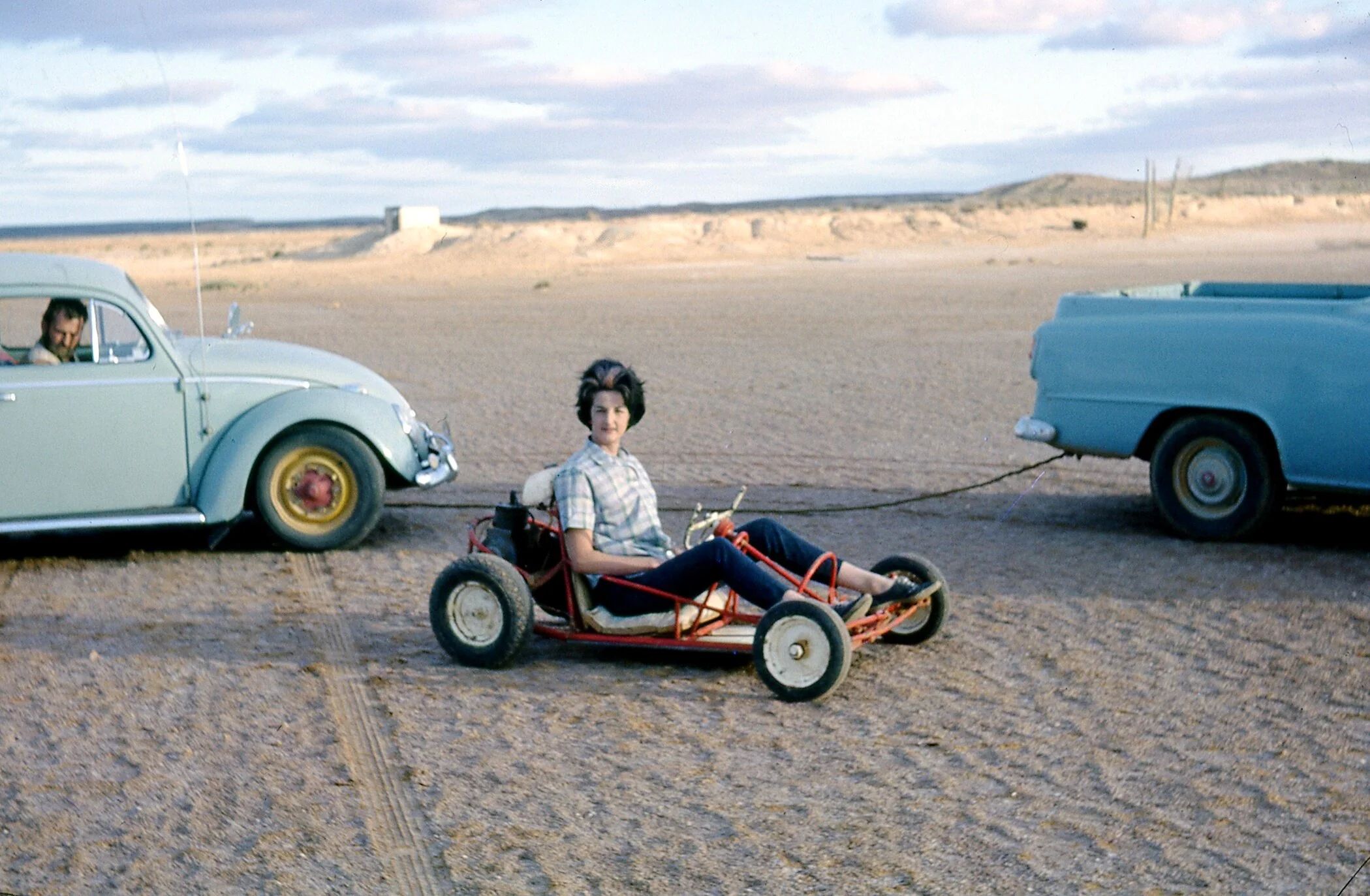 Rosaile Patterson’s sister Wynice Prior driving a go cart at farina (with ron craven) (Rosalie patterson)