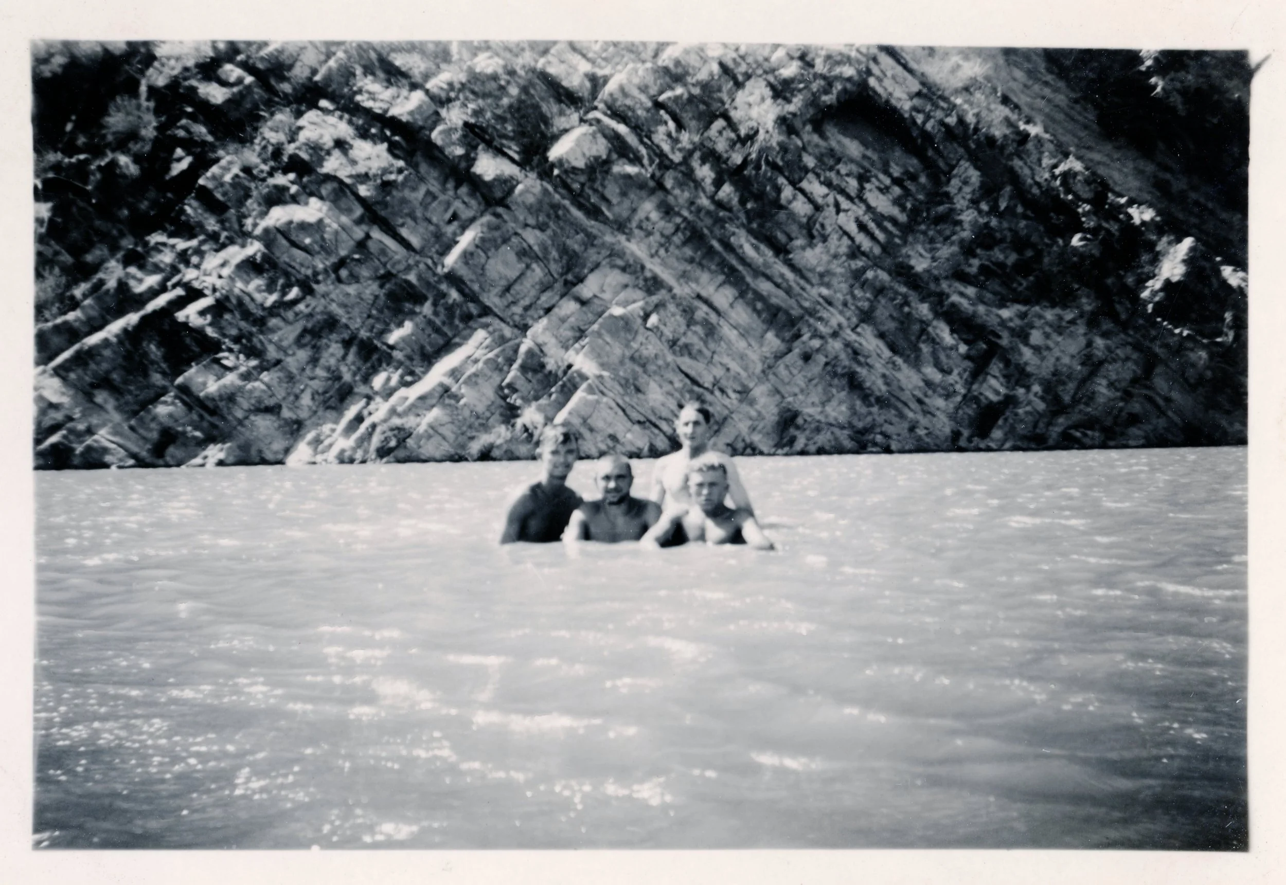 Ron, Chips, Bob &amp;  +1 swimming at Aroona 