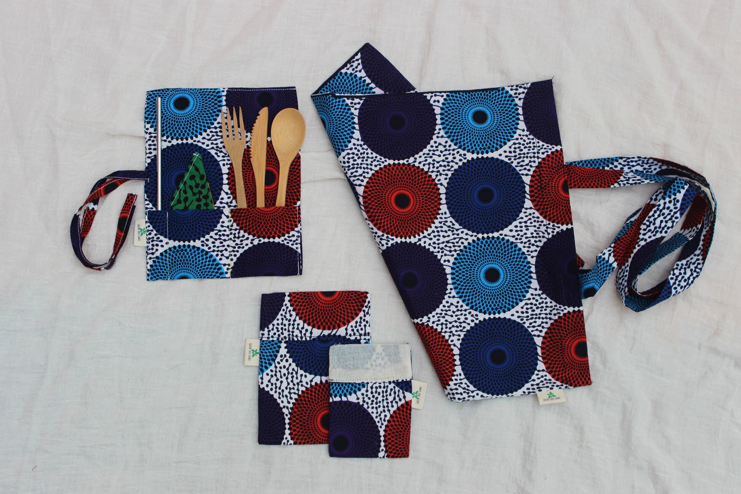 Zero - Waste Starter Set - White Shades Of Blue - African Ankara Fabric