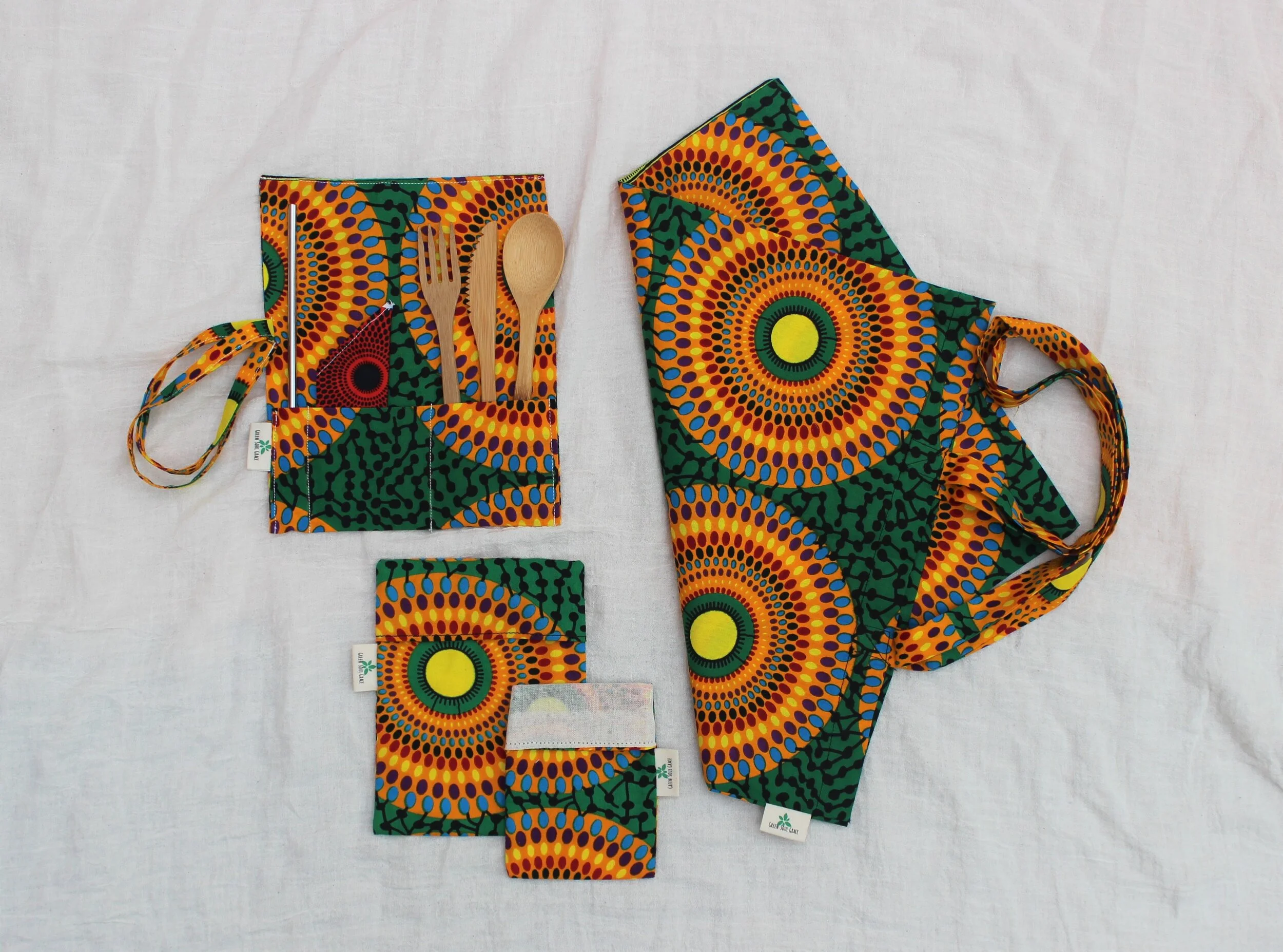 Zero - Waste Starter Set - Green Sunrise - African Ankara Fabric