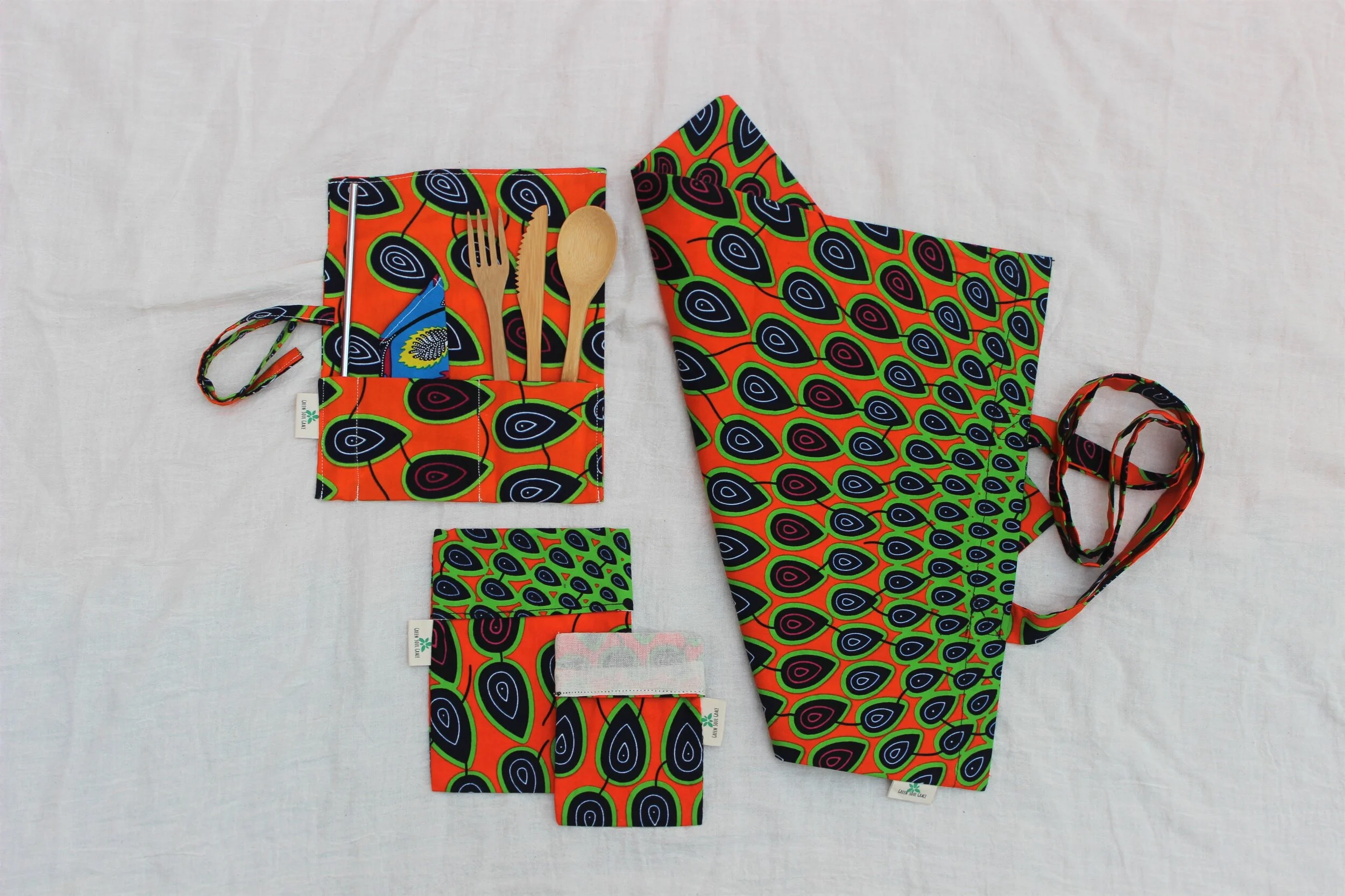 Zero - Waste Starter Set - Orange Peacock Breeze - African Ankara Fabric 