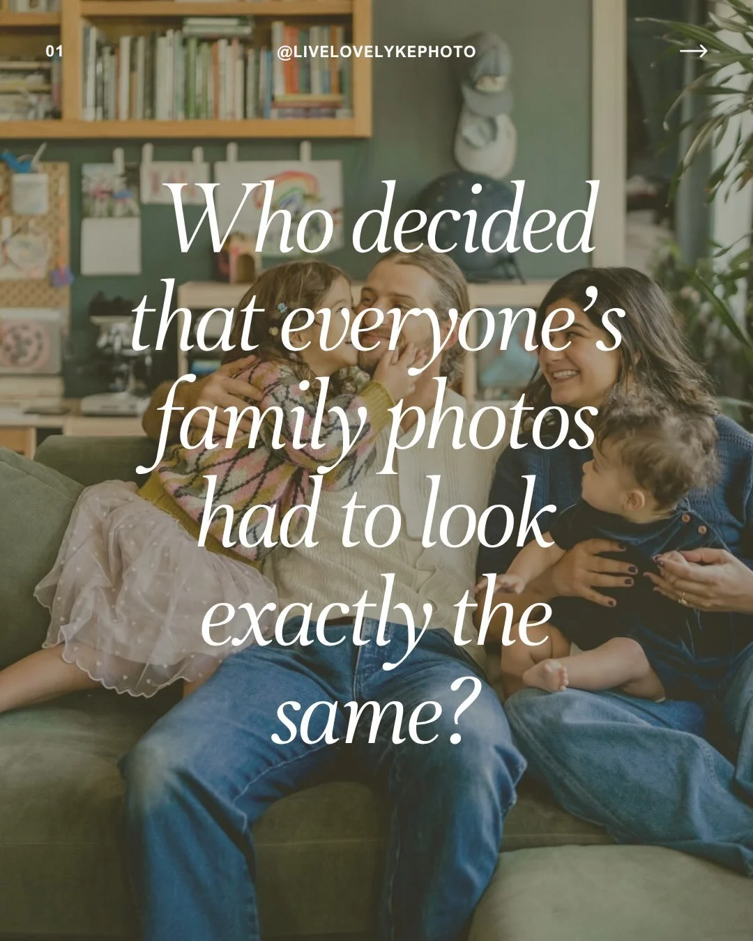 Family photos can be beautiful without asking your family to become a different version of themselves for an hour.

I want the kids being kids.
The dad who is happiest in shorts.
The dog just adding to the chaos
The current obsessions.
The messy joy 